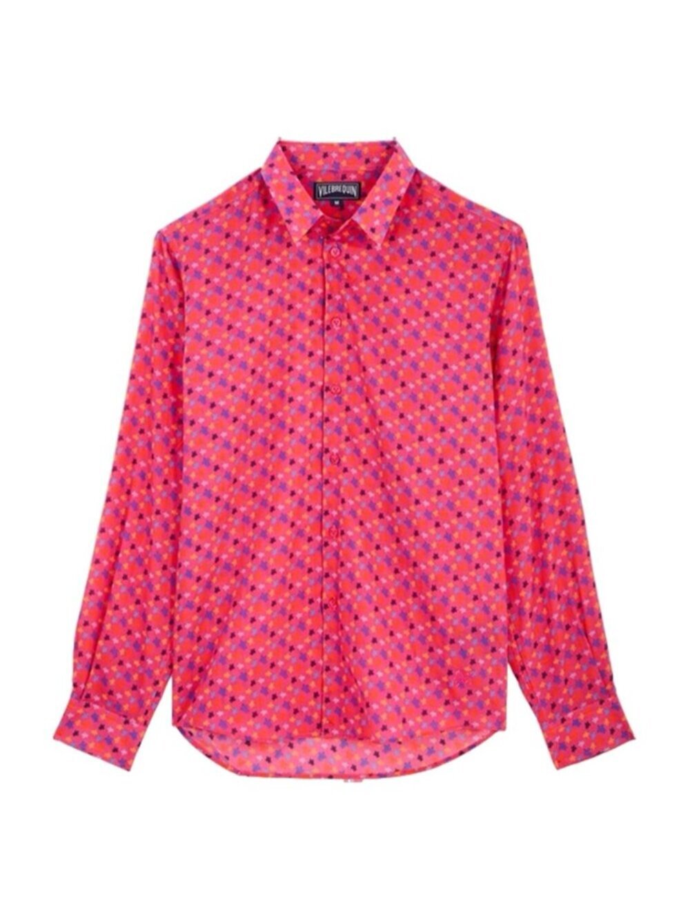 Vilebrequin Cotton Voile Button-Down Shirt Unisex Medium Pink Turtles